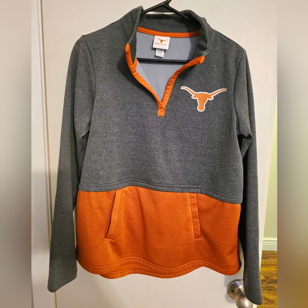 Texas Longhorn Gray and Orange  Quarter-Zip Pullover